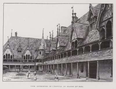 Wewnętrzny dziedziniec Hospices de Beaune autorstwa French School
