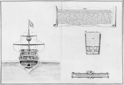 Wewnętrzny dziób statku, ilustracja z Atlasu de Colbert, tablica 46 autorstwa French School