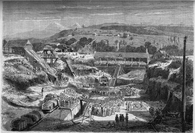 Montaż pierwszej z wanny remontowej (która służy do budowy i naprawy łodzi). Fort de France (Fort-de-France), Martynika autorstwa French School