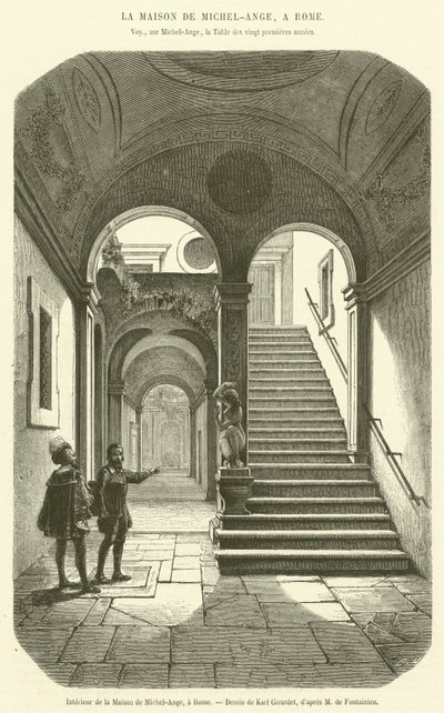 Wnętrze Domu Michała Anioła, Rzym (grafika) autorstwa French School
