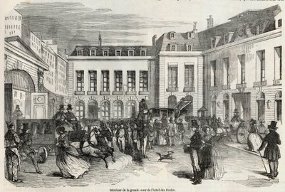 Wnętrze dużego dziedzińca Hôtel des Postes w Paryżu - Grawerowanie w „Tableau-de-Paris” autorstwa Edmonda Texiera 1852 autorstwa French School