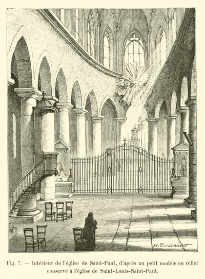 Wnętrze kościoła Saint-Paul, z małego modelu w reliefie zachowanego w kościele Saint-Louis-Saint-Paul autorstwa French School