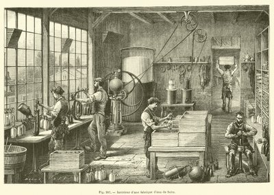 Wnętrze fabryki wody seltzer (grafika) autorstwa French School