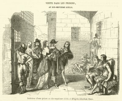 Wnętrze więzienia w XVII wieku (rycina) autorstwa French School