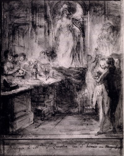 Wnętrze sklepu weneckiego, 1777 autorstwa French School