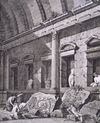 Wnętrze świątyni Diany, Nimes, od starożytności Francji: tom I, Zabytki Nimes autorstwa French School