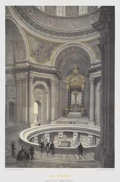 Wnętrze kopuły i grobowca Napoleona I, Les Invalides, Paryż (kolor lito) autorstwa French School