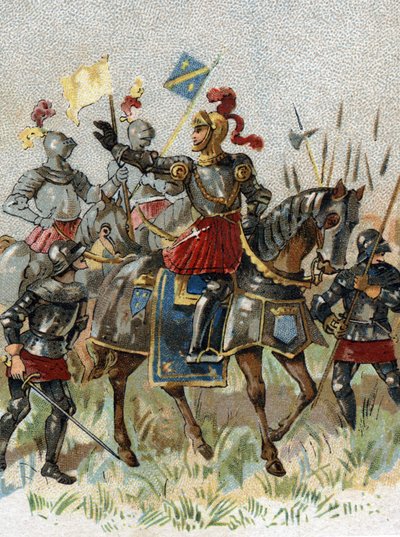 Wojny włoskie: Ludwik XII (1462-1515), król Francji, w bitwie pod Agnadel (Mediolan) we Włoszech w dniu 14 maja 1509 r. Chromolitografia. autorstwa French School