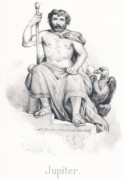J Jupiter: syn Saturna i Rhee Brotherhood of Titan Child, był karmiony przez kozę Amalthee autorstwa French School