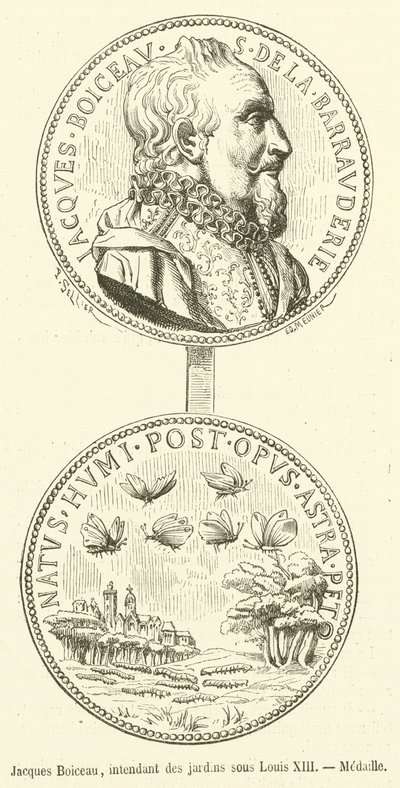 Jacques Boiceau, zarządca ogrodów Ludwika XIII, Medaille (rycina) autorstwa French School