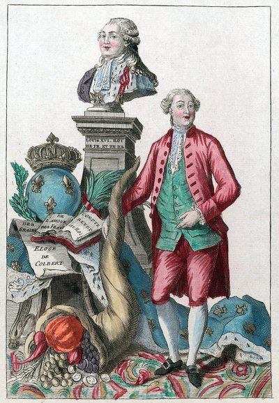 Jacques Necker (1732-1804) - Wielki Necker Twoja mądra roztropność sprawi, że nasze serca będą niezadowolone; przywracasz dostatek, pod upodobaniem Ludwika XVI - Róg obfitości - autorstwa French School
