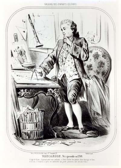 Jacques de Vaucanson jako dziecko, ilustracja z Galerie des Enfants Celebres, ok. 1850 autorstwa French School