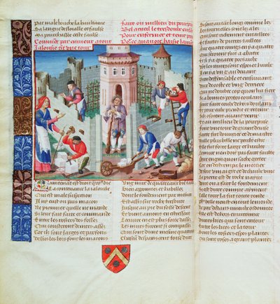 Zazdrość wznosi fortecę, z Roman de la Rose (gwasz na pergaminie) autorstwa French School
