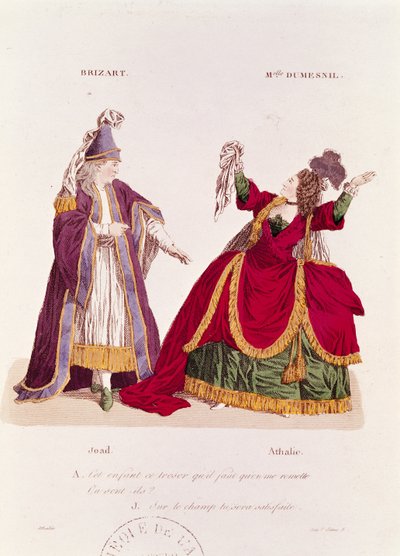 Jean-Baptiste Brizard (1721-91) w roli Joada i Mademoiselle Dumesnil (1713-1803) jako Athalie, scena z aktu V Scena 5 „Athalie” Jeana Racine