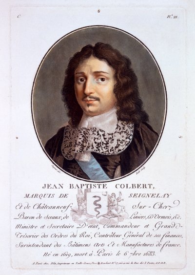 Jean-Baptiste Colbert, markiz de Seignelay, z Portretów wielkich ludzi, wybitnych kobiet i pamiętnych poddanych Francji, opublikowanych w latach 1787-92 autorstwa French School