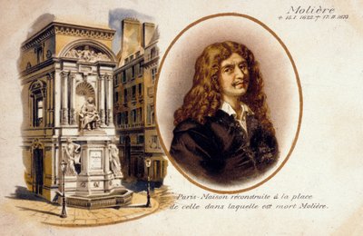 Jean-Baptiste Poquelin, aka Moliere (kolor lito) autorstwa French School