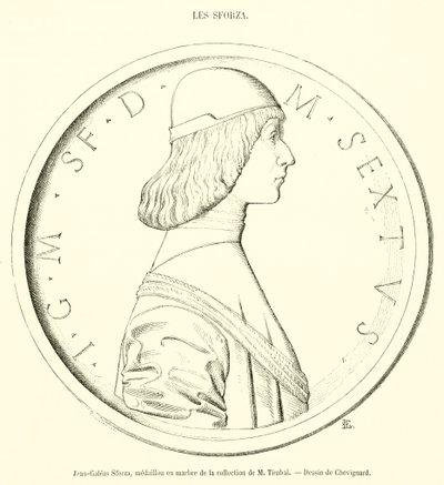 Jean-Galeas Sforza, marmurowy medalion z kolekcji M Timbal (grafika) autorstwa French School