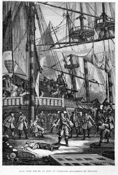 Jean Bart zabija ręką holenderskiego kapitana Neptuna – w „Historii Francji” Guizota autorstwa French School