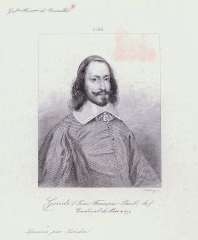 Jean Francois Paul de Gondi, kardynał de Retz, francuski duchowny i agitator w wojnie domowej we Frondzie (grafika) autorstwa French School