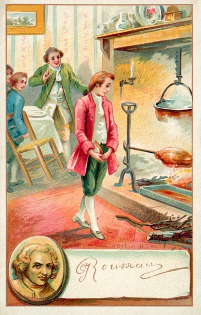 Jean Jacques Rousseau, szwajcarski filozof (chromolitho) autorstwa French School