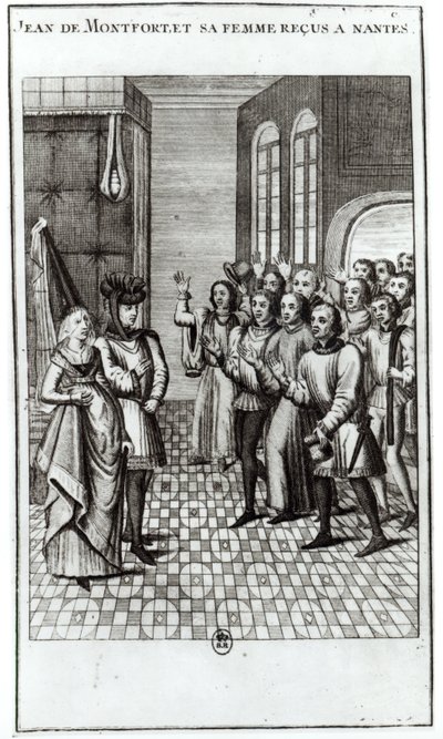 Jean de Bretagne (1293-1345) hrabia Montfort i jego żona witane w Nantes autorstwa French School