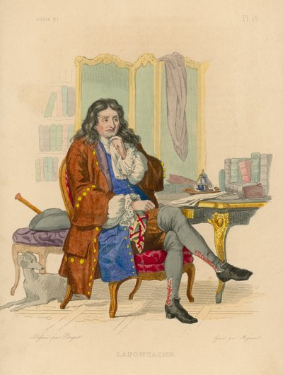Jean de la Fontaine (kolorowy grawerunek) autorstwa French School