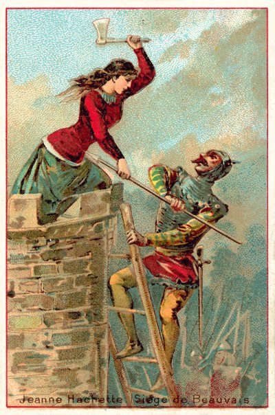 Jeanne Hachette podczas oblężenia Beauvais autorstwa French School
