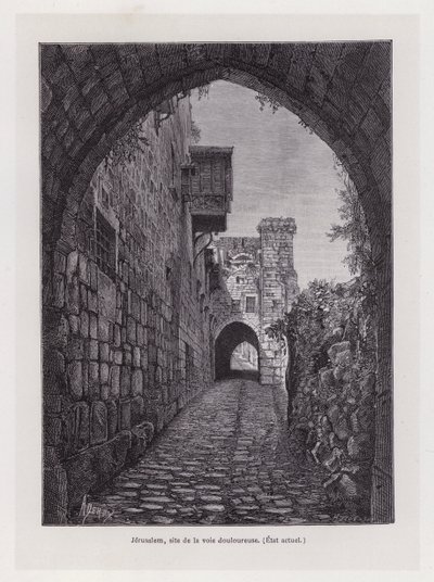 Jerozolima, miejsce bolesnej drogi, stan obecny (rycina) autorstwa French School