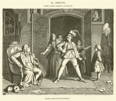 Praca wraca z uniwersytetu (grawerowanie) autorstwa French School