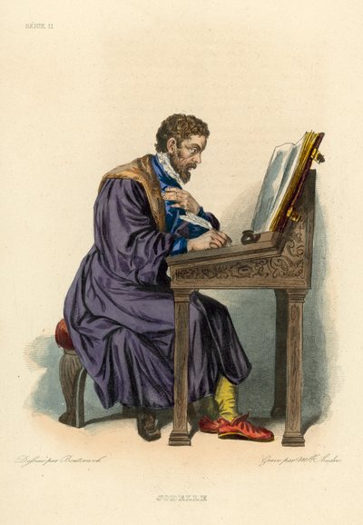 Jodelle (kolorowy grawer) autorstwa French School