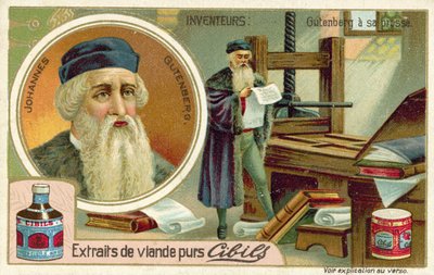 Johannes Gutenberg - wynalazca prasy drukarskiej autorstwa French School