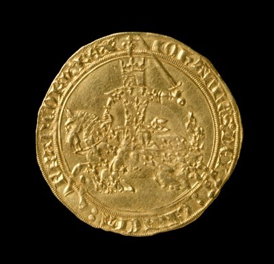 Jan II Dobry (1319-64) Król Francji, Franc a Cheval, 1350-64 (awers) (złoto) (odwrotnie patrz 168068) autorstwa French School