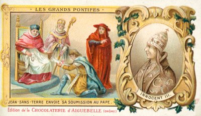 Jan, król Anglii, przesyła swoje poddanie papieżowi Innocentemu III, 1213 autorstwa French School