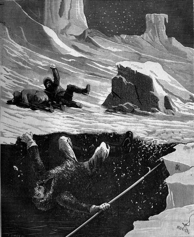 Joseph Rene Bellot (1826-1853), francuski marynarz na kanadyjskim archipelagu arktycznym zmarł w 1853 r. „Popularna historia nauki, wynalazków i odkryć od pierwszych wieków do współczesności” Bitarda Adolphe