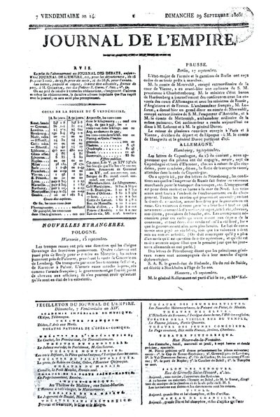 Journal de lEmpire, 29 września 1805 (druk) autorstwa French School