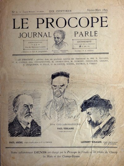 Journal du Proope, paryska kawiarnia, luty 1895: portrety francuskich poetów Paula Verlaine