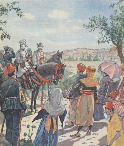 Podróż cesarza Wilhelma II (1859-1941) do Palestyny. Przyjazd do Jerozolimy, z gazety, 2 listopada 1898 autorstwa French School