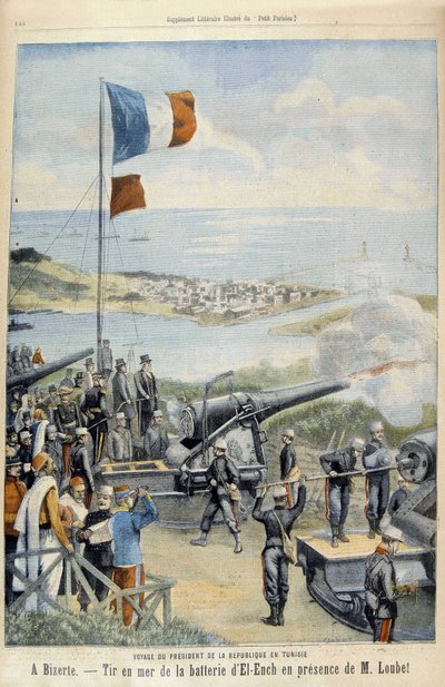 Podróż Prezydenta Republiki do Tunezji: do Bizerty, strzelanie na morzu z baterii El-Ench w obecności pana Loubeta - w „Le Peute Parisien”” z dnia 03.05.1903 autorstwa French School