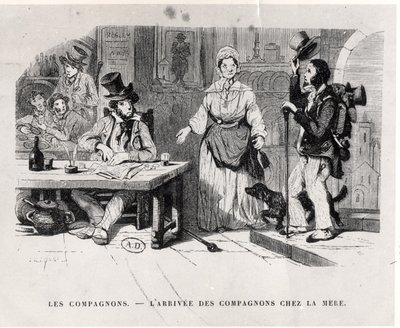 Przybycie Czeladnika do Pensjonatu, ok. godz. 1850 autorstwa French School