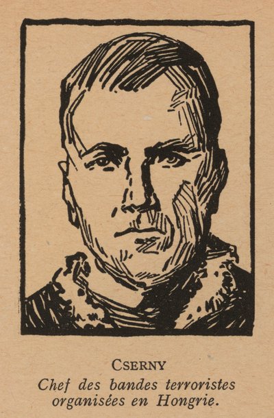 Jozsef Cserny, węgierski rewolucjonista komunistyczny i przywódca Leninowców, którzy wprowadzili Czerwony Terror w Węgierskiej Republice Radzieckiej w 1919 r. (litografia) autorstwa French School
