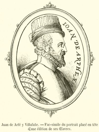 Juan de Arfe y Villafane, Faksymile portretu umieszczonego na czole wydania jego Dzieł (grafika) autorstwa French School