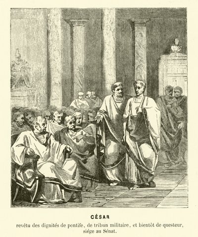 Juliusz Cezar w Senacie Rzymskim (rycina) autorstwa French School
