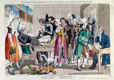 Sprawiedliwość: „Gripardin, adwokat kampanii, wielki radca Normandii” Litografia z XVIII wieku. Paryż, Muzeum Carnavalet autorstwa French School