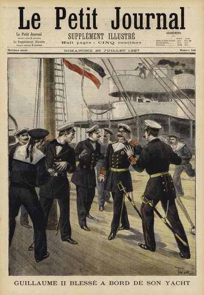 Kaiser Wilhelm II z Niemiec ranny na pokładzie swojego jachtu, 1897 autorstwa French School