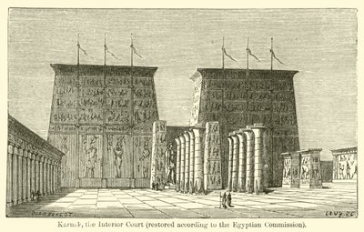 Karnak, Sąd Wewnętrzny, odrestaurowany według Komisji Egipskiej (rycina) autorstwa French School