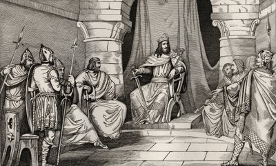 Król Charibert (521-67) w Radzie z Magistrates, z „Histoire de France” Colarta, wydana ok. 1930 r. 1840 autorstwa French School
