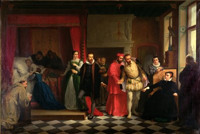 Król Franciszek II (1544-60) na łożu śmierci, 1865 autorstwa French School