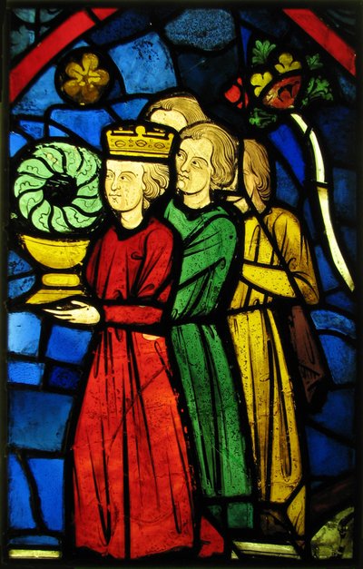 Król Ludwik IX niosący koronę cierniową, ok. 1245-48 (szkło z metalu garnkowego i farba szklista) autorstwa French School