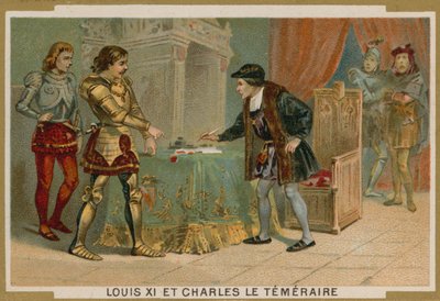Król Francji Ludwik XI i Karol Śmiały, książę Burgundii autorstwa French School