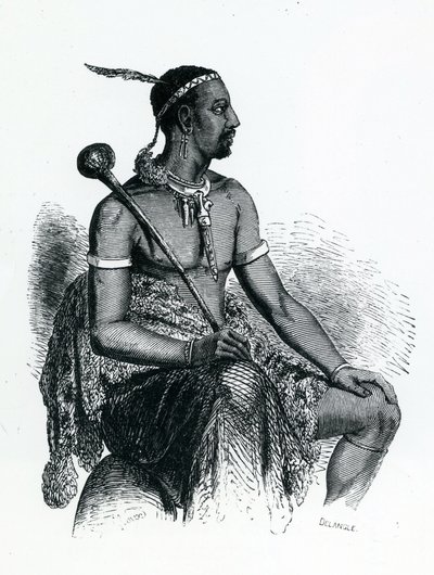Król Moshoeshoe I (c.1786-1870) 1833 (grawerowanie) autorstwa French School